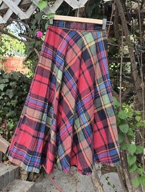 Vintage 70s Plaid Skirt XS